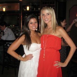 Strapless red express dress! Only worn once!